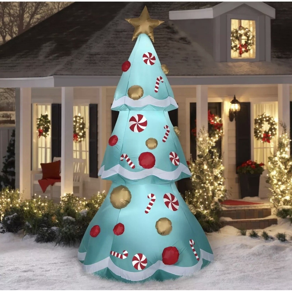 Holiday Time Blue Christmas Tree Airblown Inflatable Lighted Yard Decor 10 feet